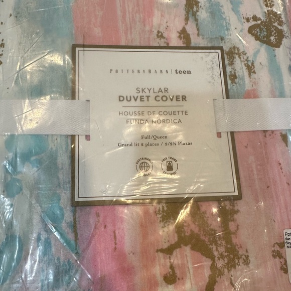 Pottery Barn Teen Skylar Tie-Dye Duvet Cover - Pink, Blue, and Brown - Picture 1 of 2